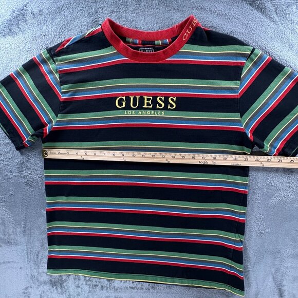GUESS Los Angeles Striped Tee Men Medium Multi Color Striped Vintage Retro Y2K - Picture 6 of 7